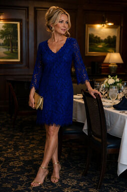 Sheer lace overlay formal dress Belle Badgley Mischka Blue Size 6 Holiday party